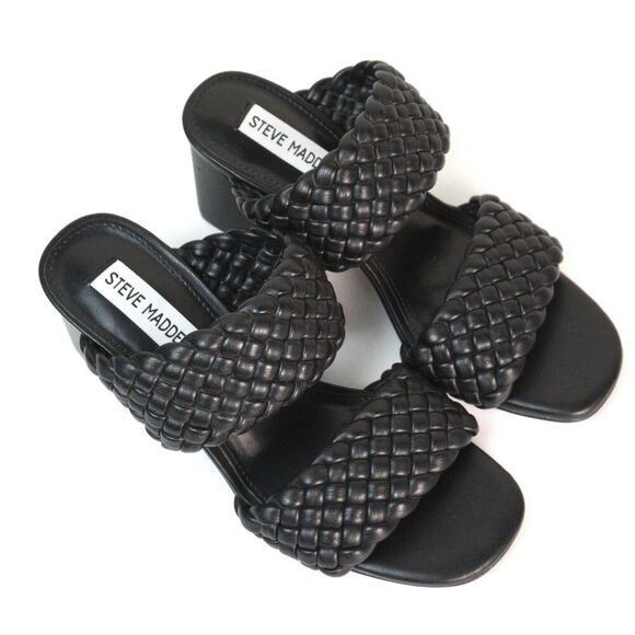 Steve Madden Daphnee Square Block Braided Heel Sz 6 EUC Classic Trendy Romantic - Picture 4 of 8